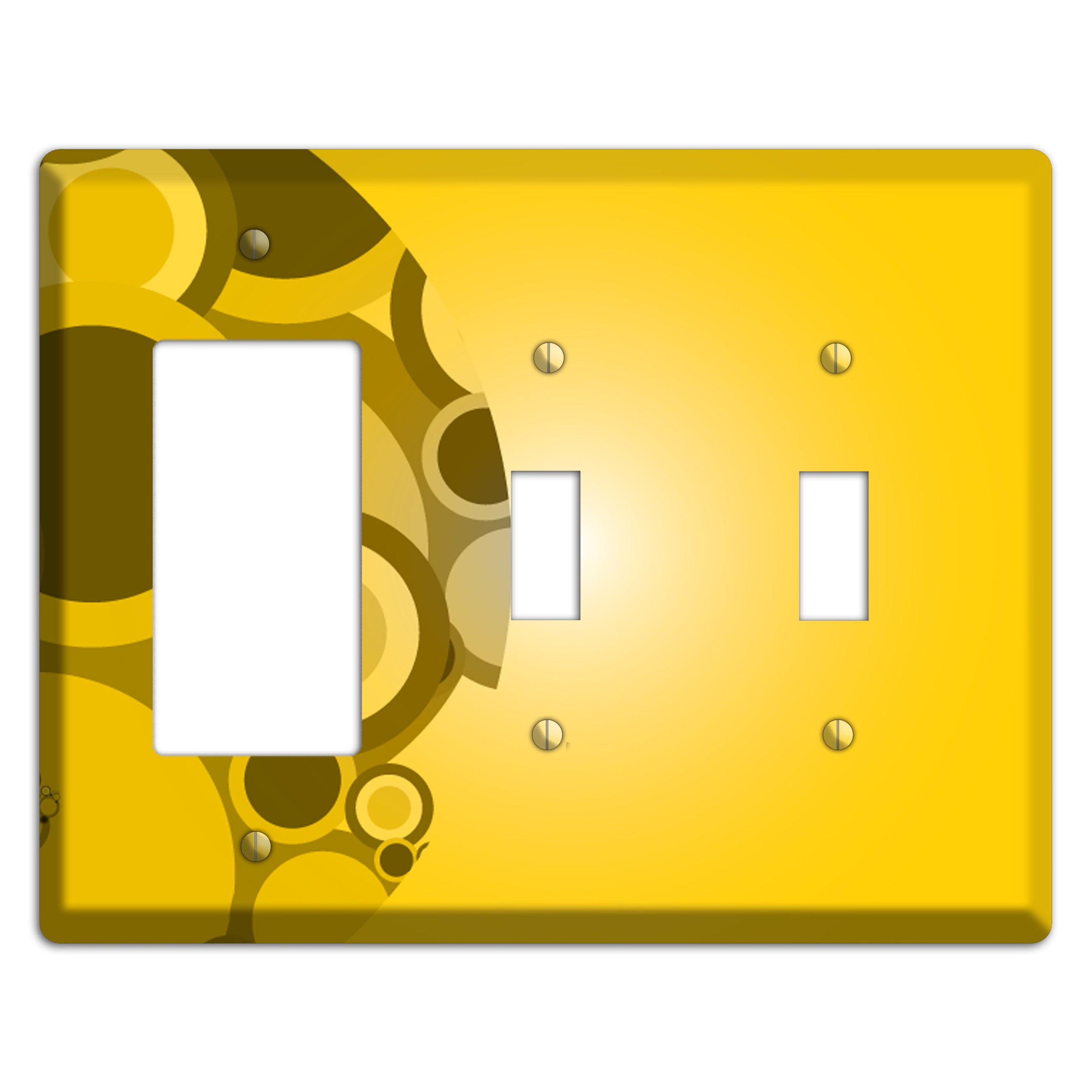 Mustard Yellow Circles Rocker / 2 Toggle Wallplate