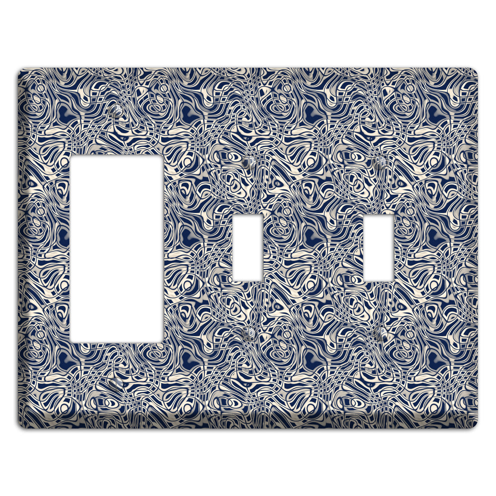 Blue Psychedelic Swirl Rocker / 2 Toggle Wallplate