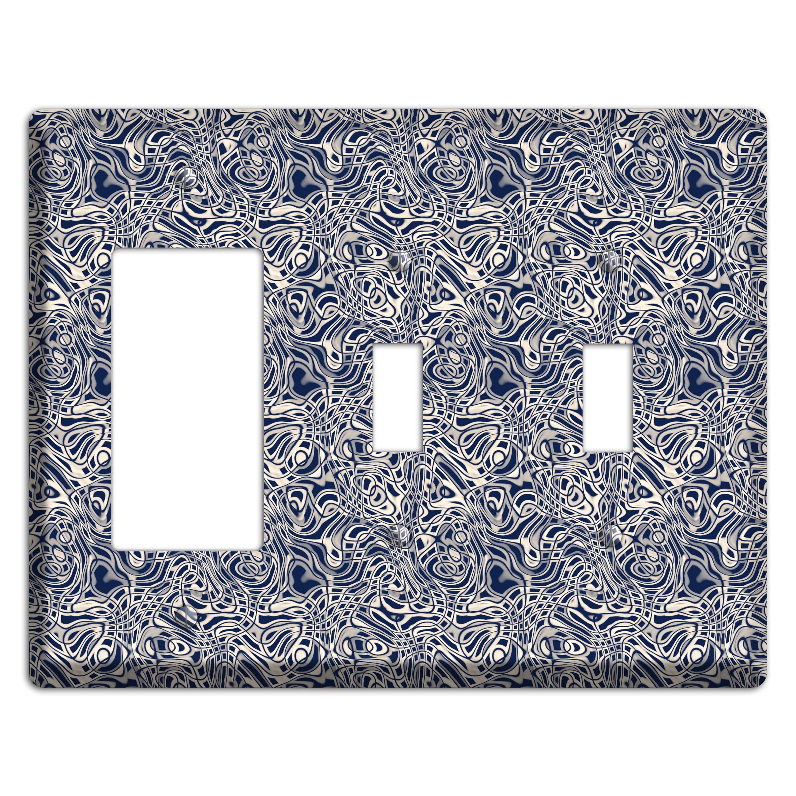 Blue Psychedelic Swirl Rocker / 2 Toggle Wallplate