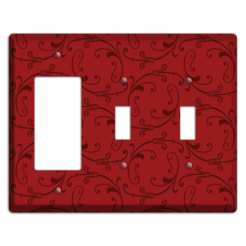 Red Victorian Sprig Rocker / 2 Toggle Wallplate