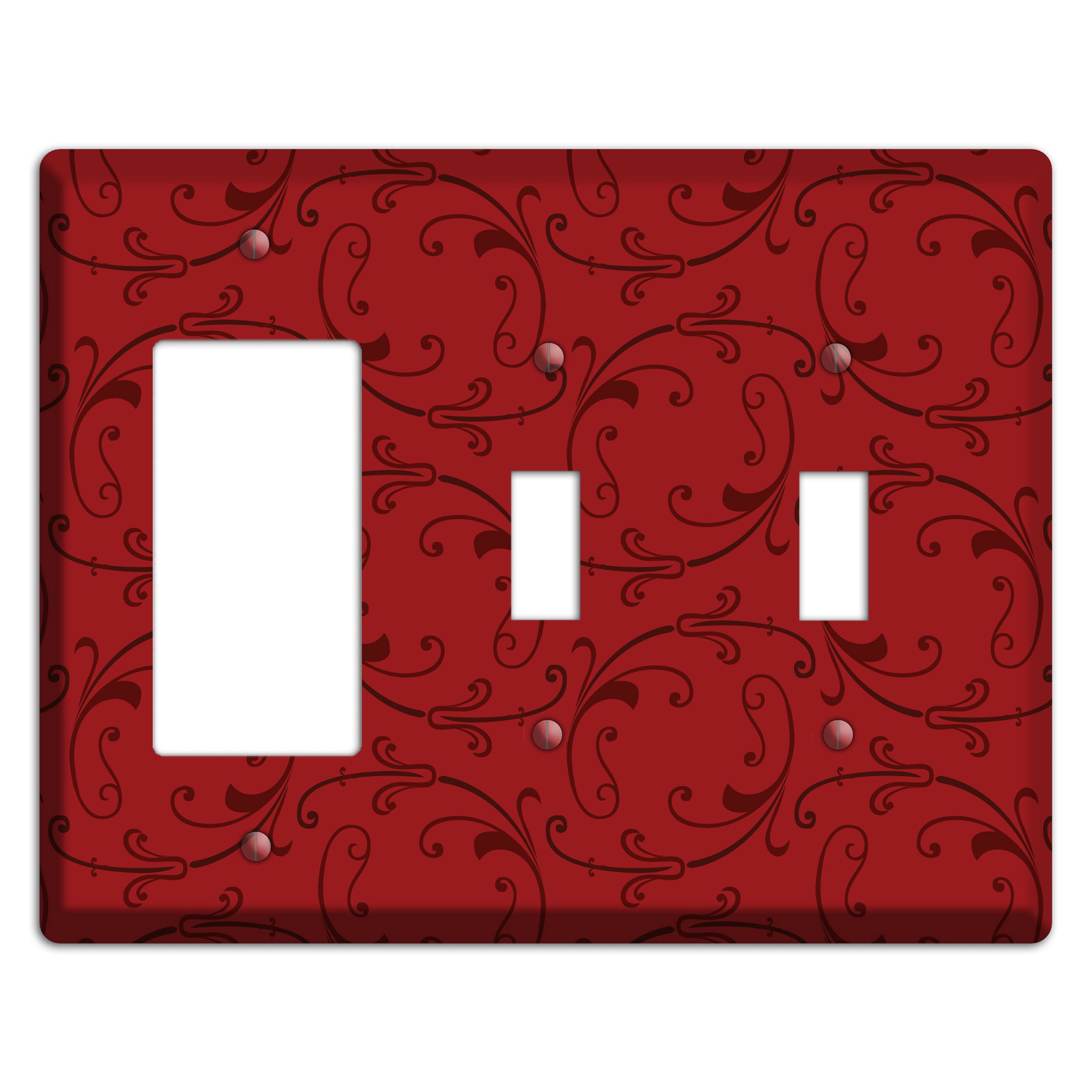 Red Victorian Sprig Rocker / 2 Toggle Wallplate