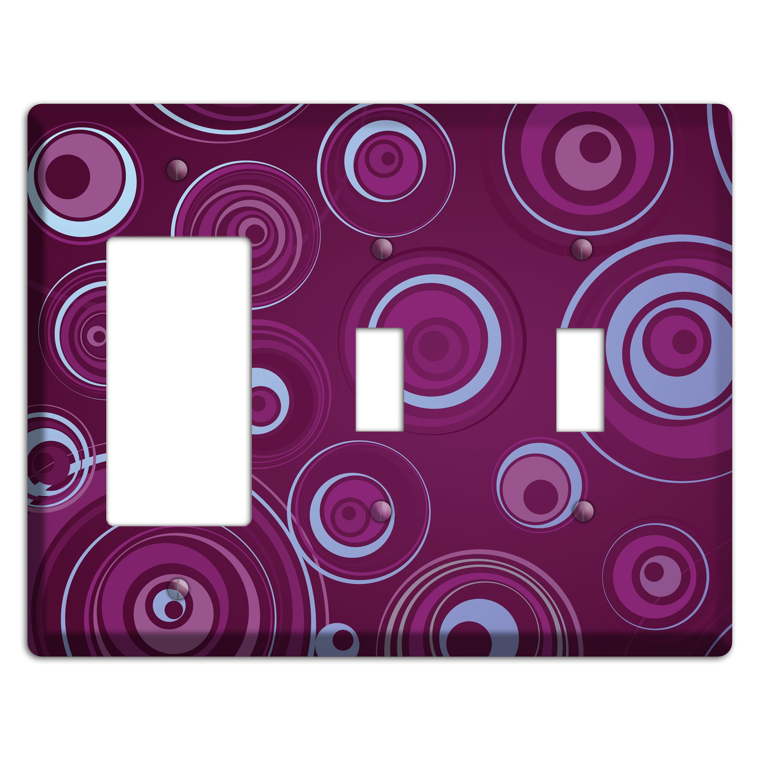 Purple Circles 3 Rocker / 2 Toggle Wallplate