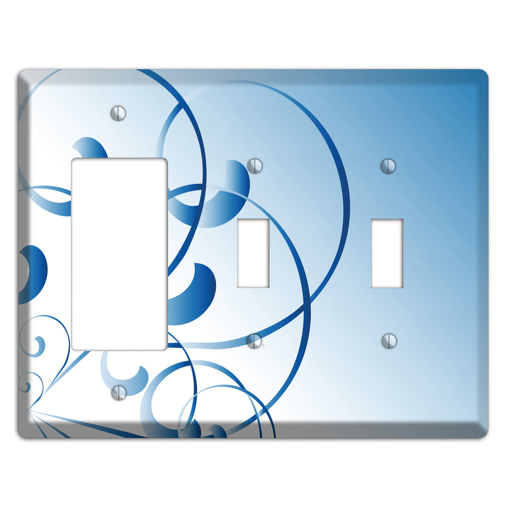Blue Swoop Rocker / 2 Toggle Wallplate