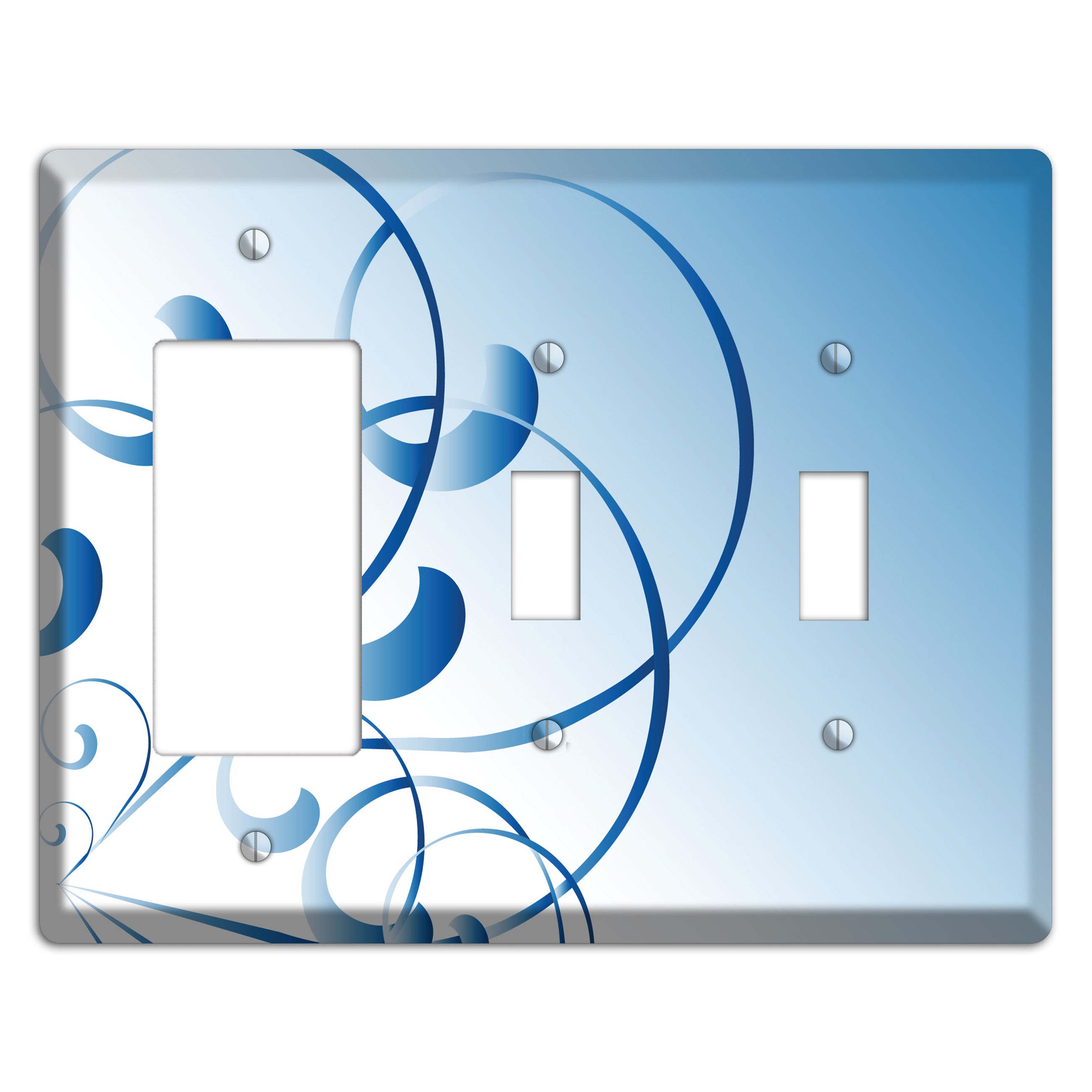 Blue Swoop Rocker / 2 Toggle Wallplate