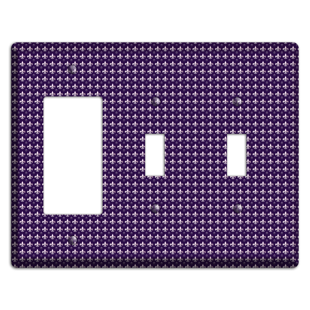 Purple Fleur de Lis Rocker / 2 Toggle Wallplate