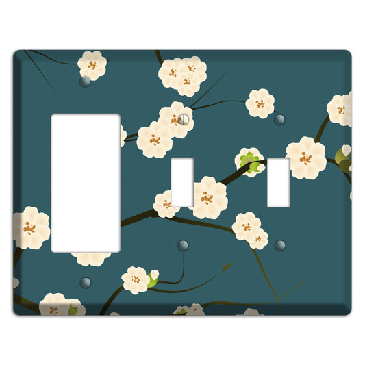 Blue Cherry Blossoms Rocker / 2 Toggle Wallplate
