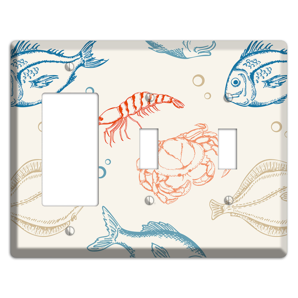 Mixed Sea Life Style 1 Rocker / 2 Toggle Wallplate