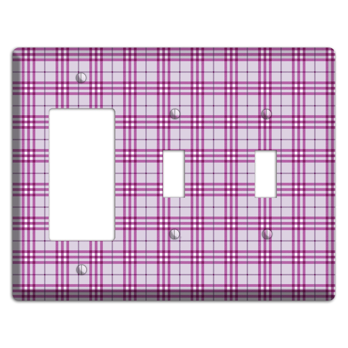 Purple Plaid Rocker / 2 Toggle Wallplate