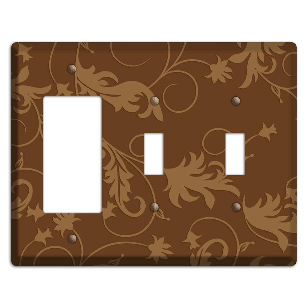 Brown Victorian Sprig Rocker / 2 Toggle Wallplate