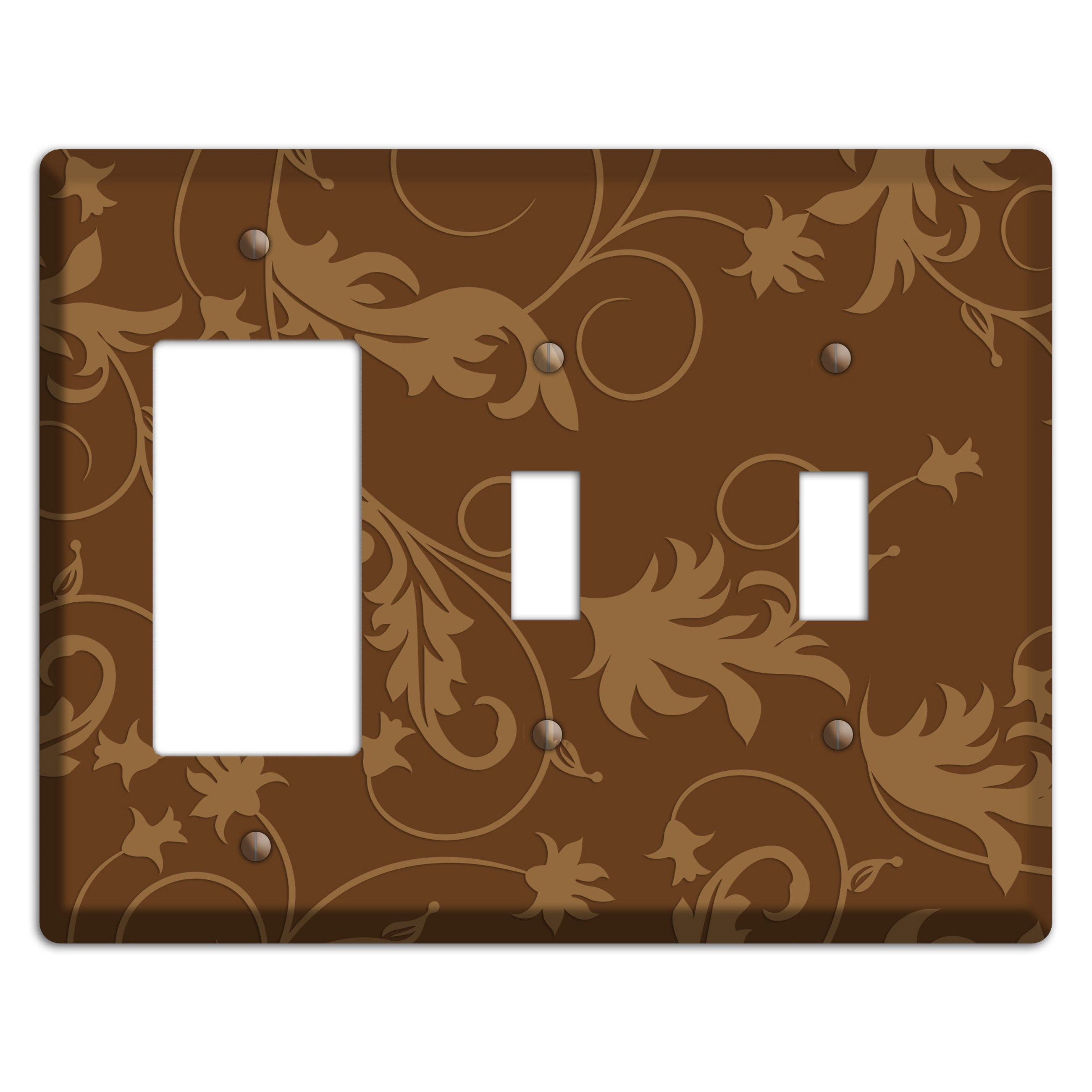 Brown Victorian Sprig Rocker / 2 Toggle Wallplate