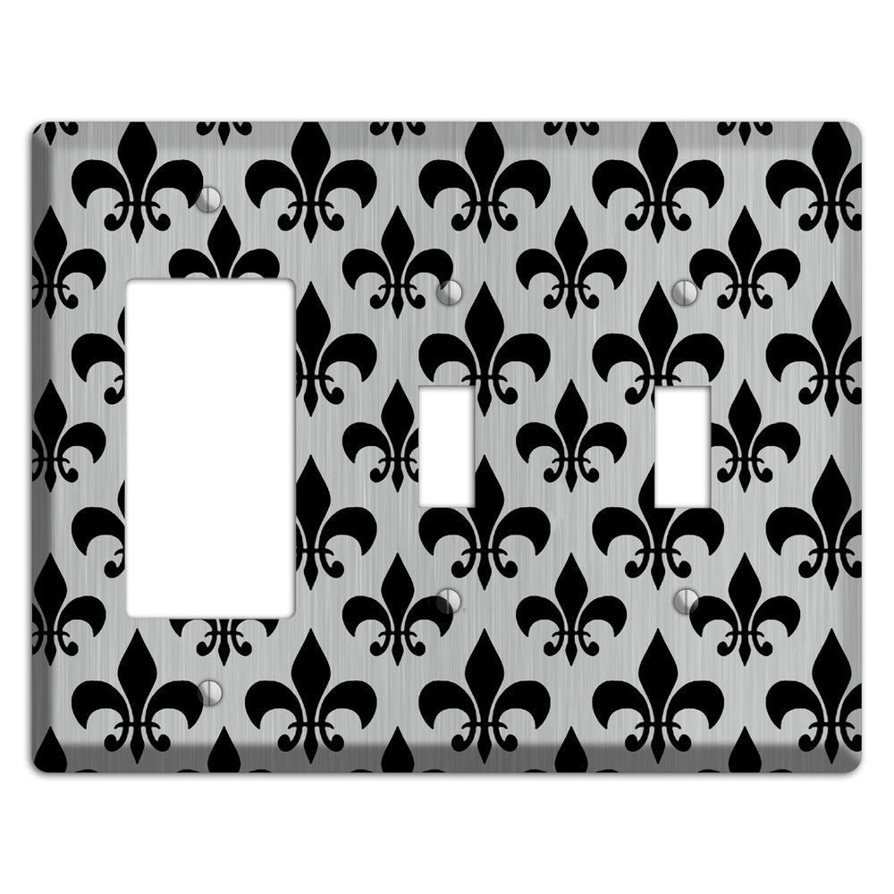 Fleur de Lis Stainless Steel Rocker / 2 Toggle Wallplate