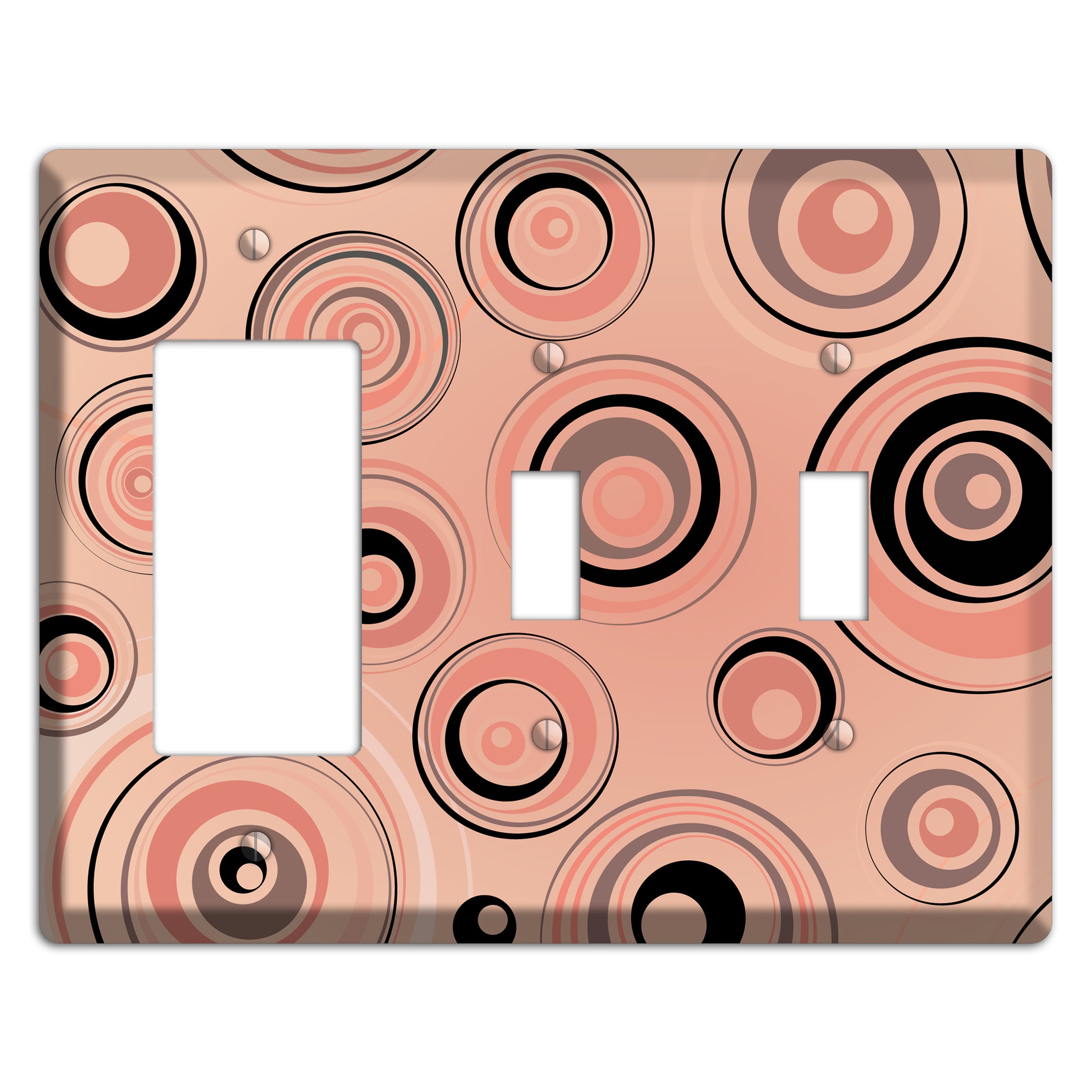 Salmon Circles Rocker / 2 Toggle Wallplate