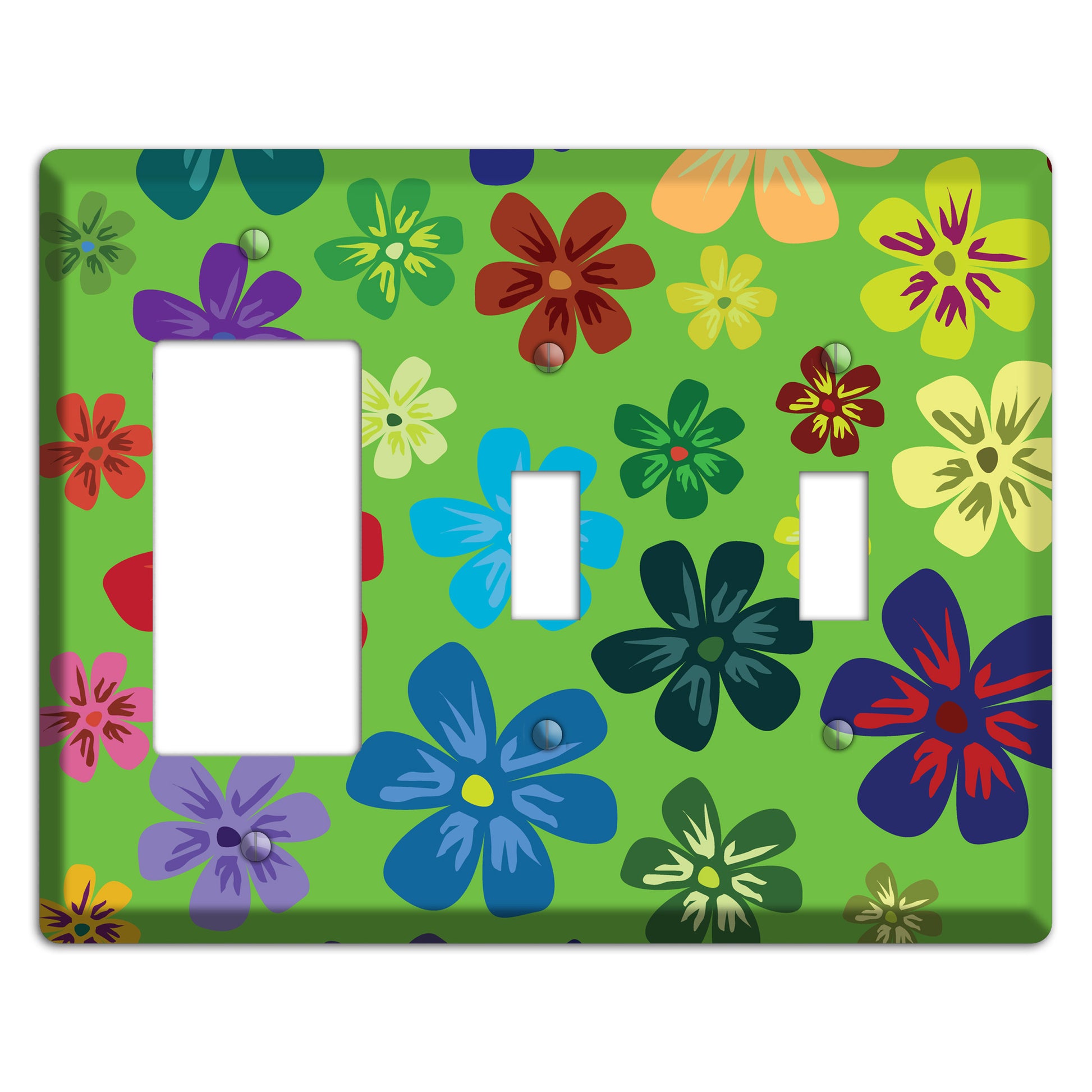 Orange Flowers Rocker / 2 Toggle Wallplate