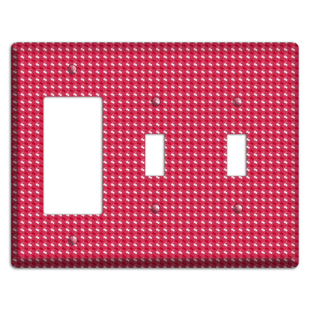 Red with White Motif Rocker / 2 Toggle Wallplate