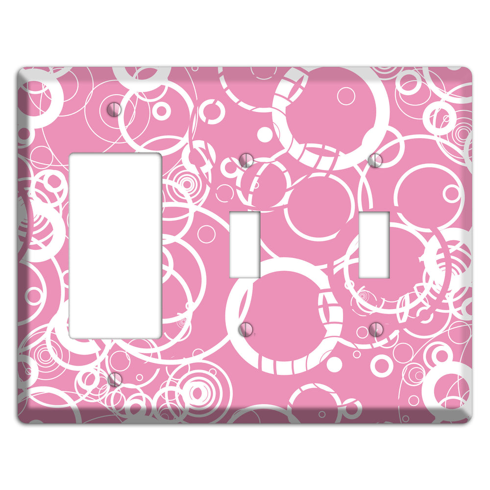 Light Pink Circles Rocker / 2 Toggle Wallplate