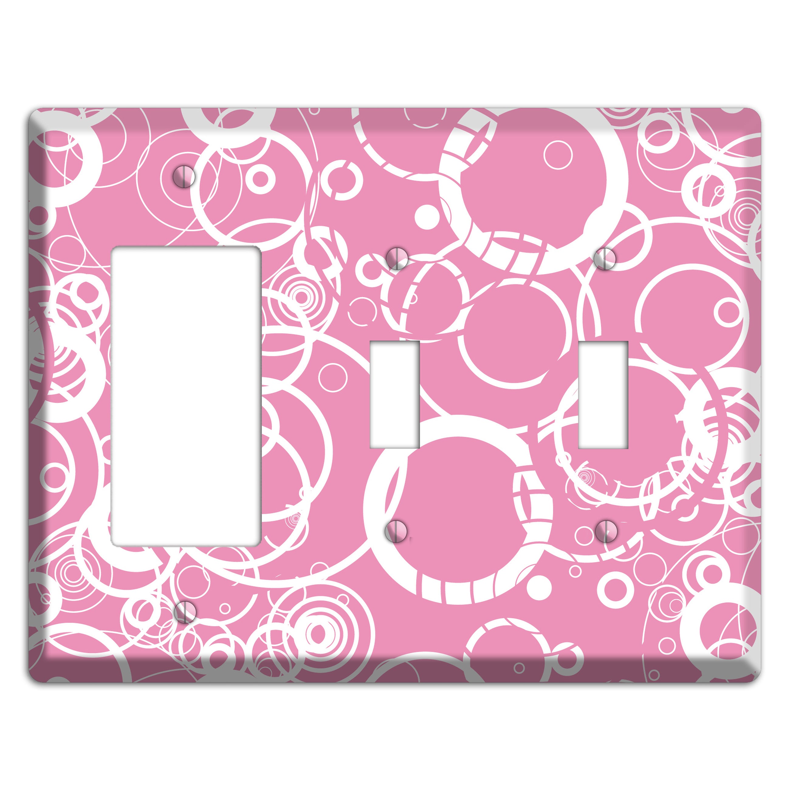 Light Pink Circles Rocker / 2 Toggle Wallplate