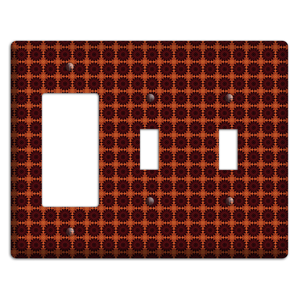 Red with Tiled Maroon Foulard Rocker / 2 Toggle Wallplate