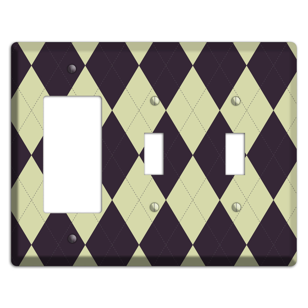 Beige Argyle Rocker / 2 Toggle Wallplate