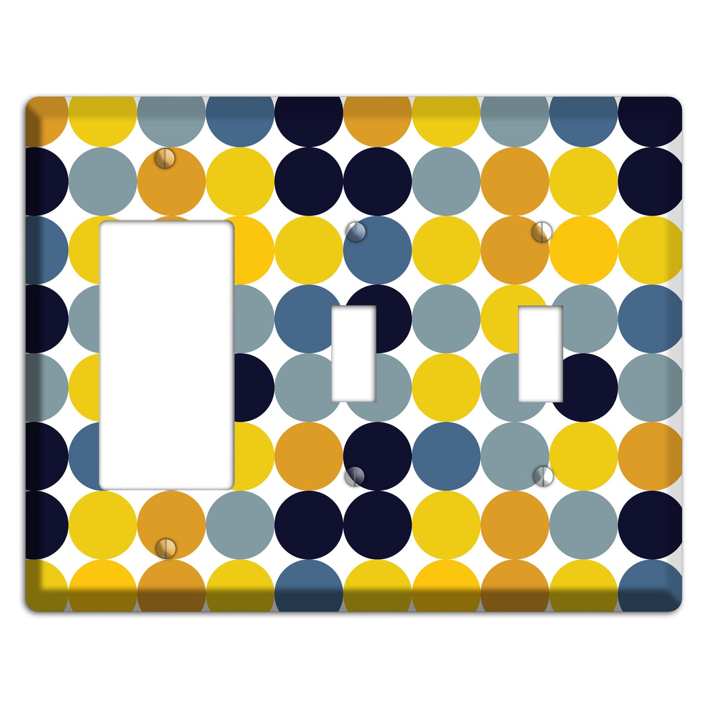 Multi Yellow and Blue Dots Rocker / 2 Toggle Wallplate