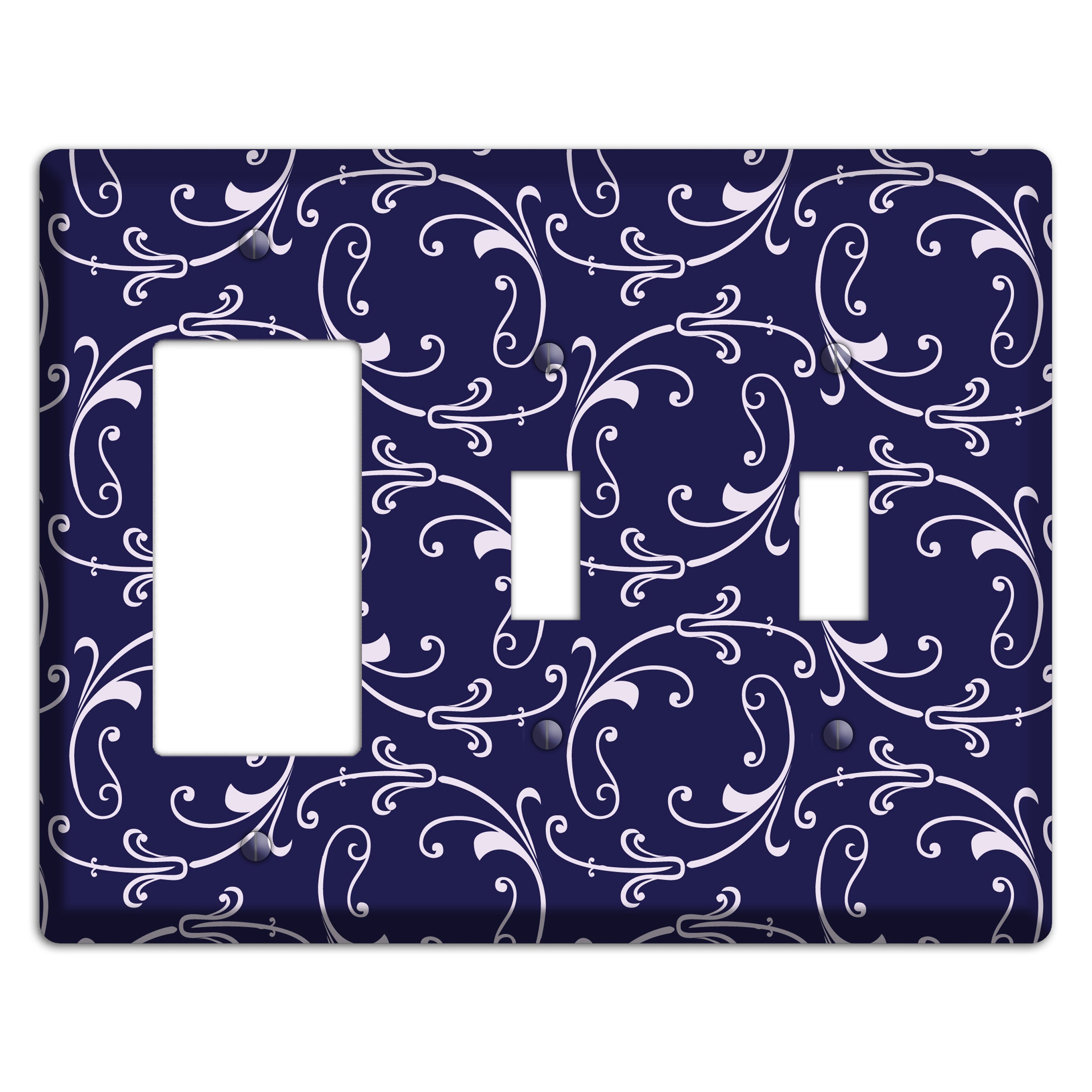 Navy Victorian Sprig Rocker / 2 Toggle Wallplate