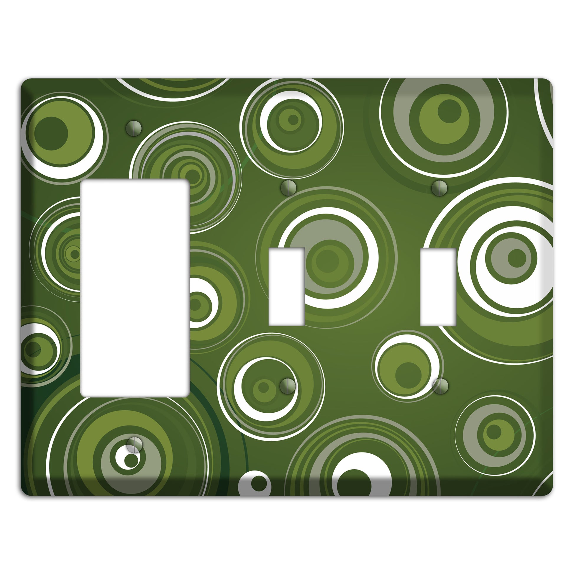 Green Circles Rocker / 2 Toggle Wallplate