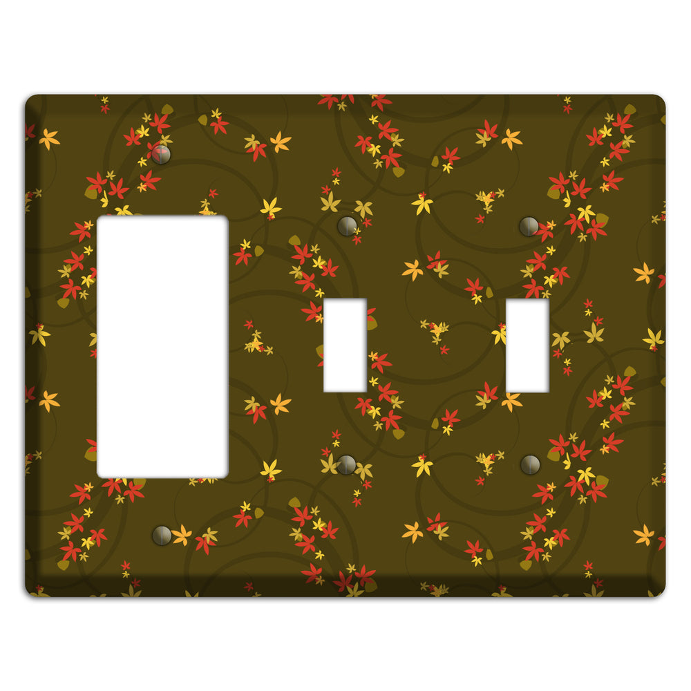 Brown Fall Flowers Rocker / 2 Toggle Wallplate