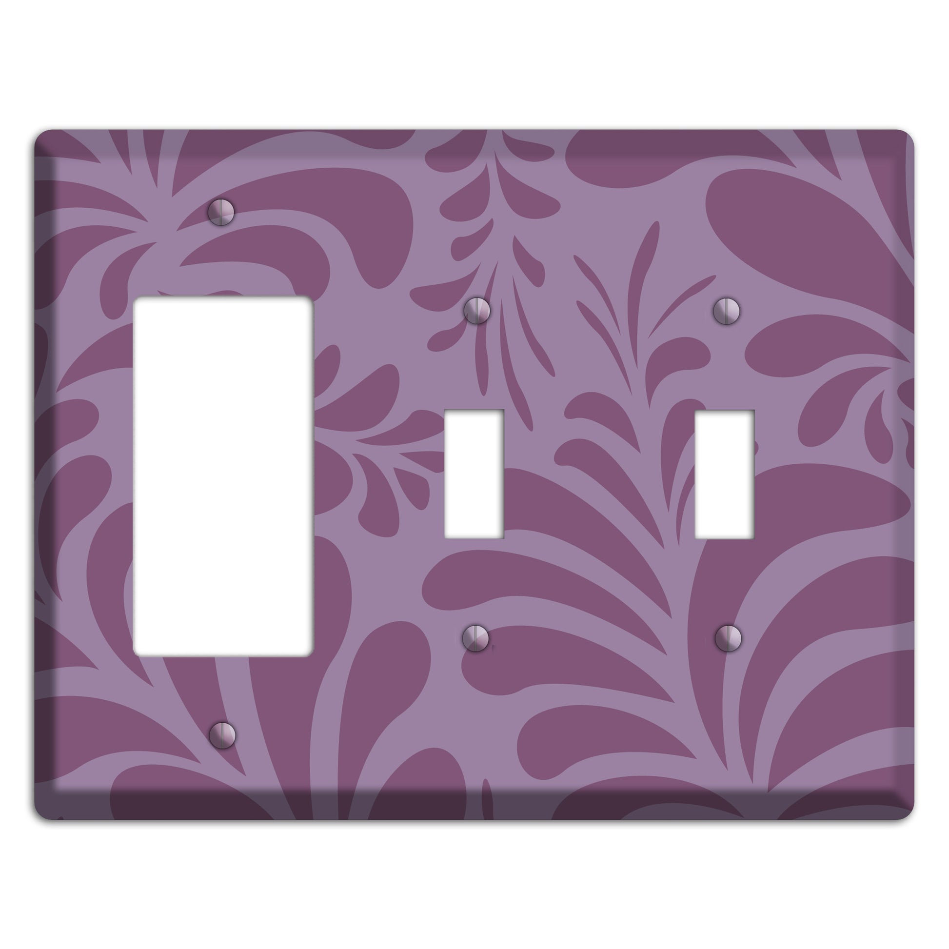 Purple Herati Rocker / 2 Toggle Wallplate