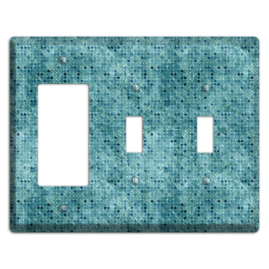Turquoise Grunge Small Tile Rocker / 2 Toggle Wallplate