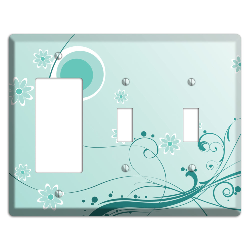 Light Green Floral Rocker / 2 Toggle Wallplate