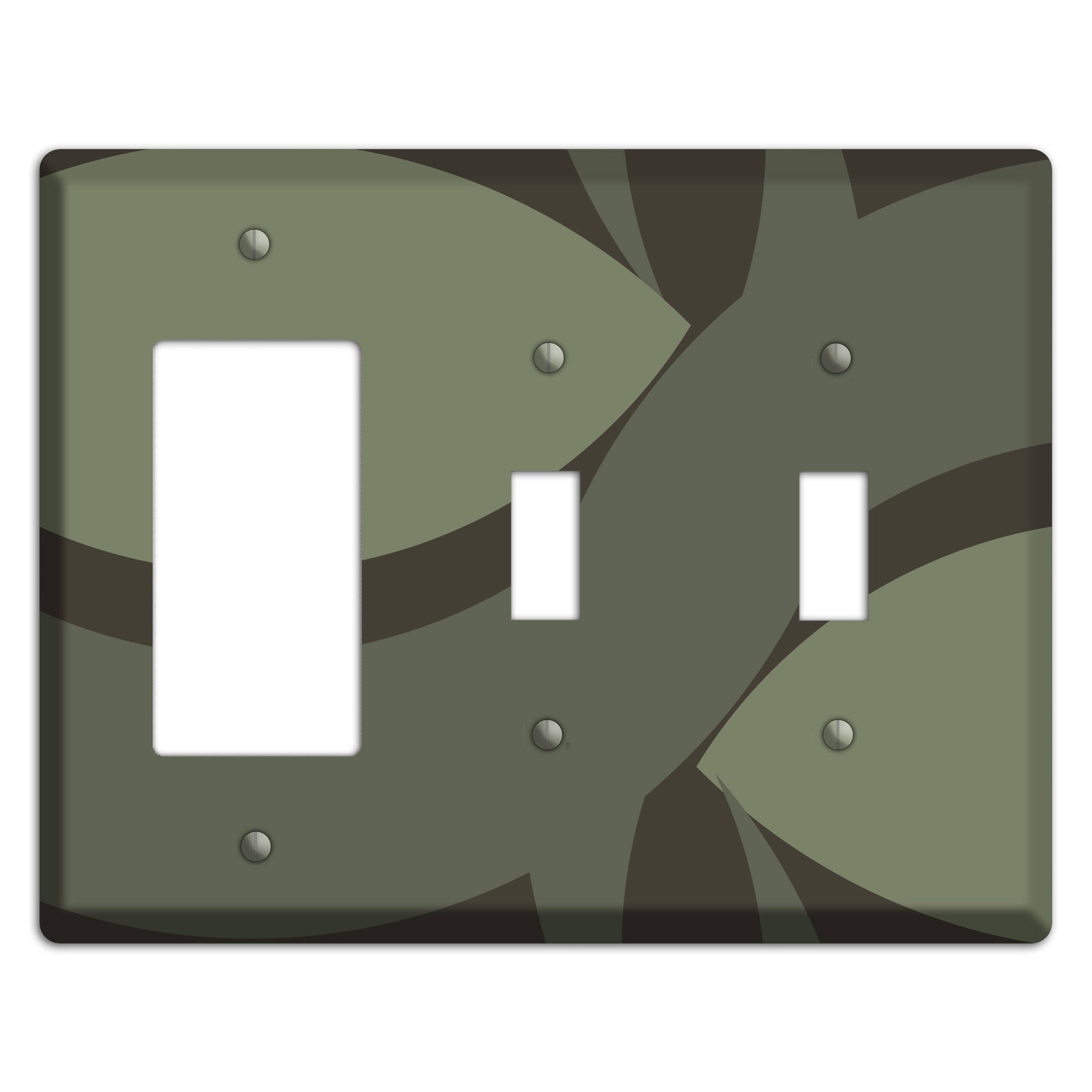 Olive Abstract Rocker / 2 Toggle Wallplate