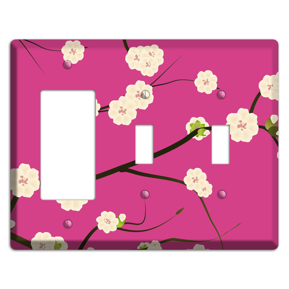 Pink Cherry Blossoms Rocker / 2 Toggle Wallplate