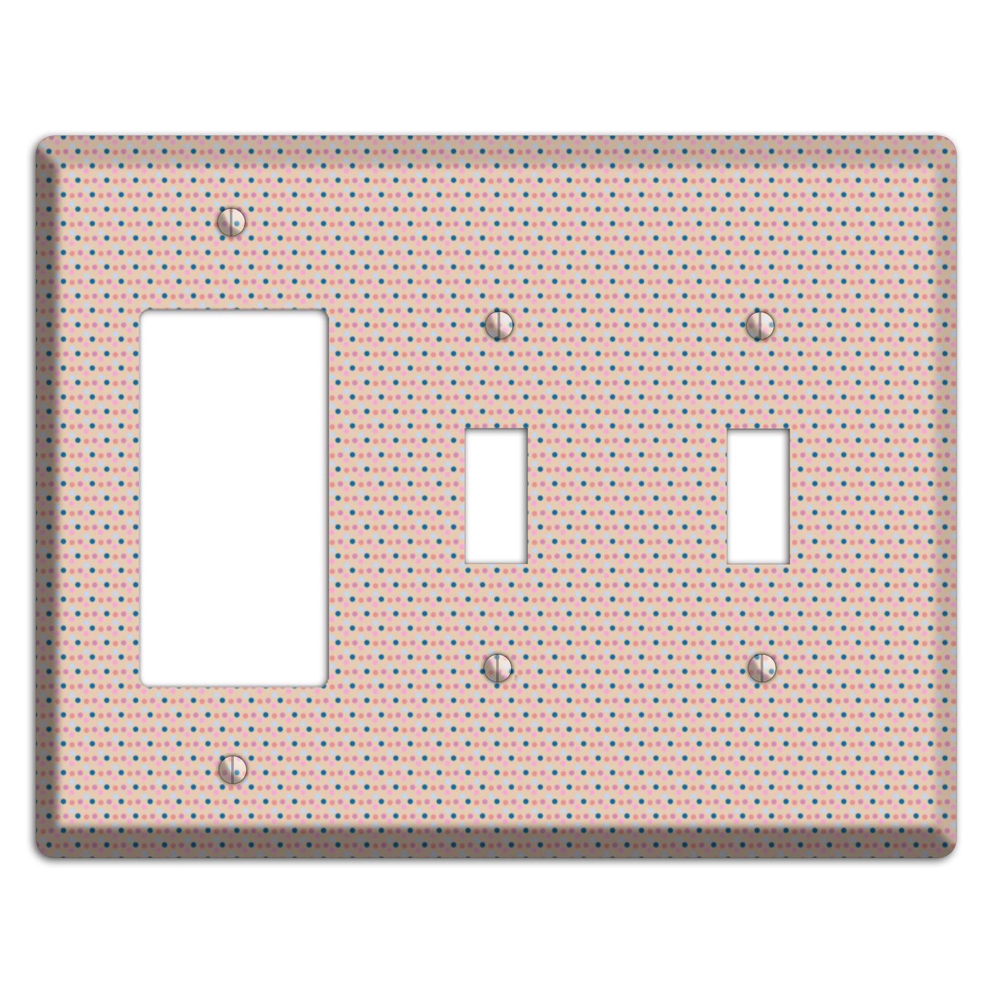 Multi Dusty Pink Tiny Dots Rocker / 2 Toggle Wallplate