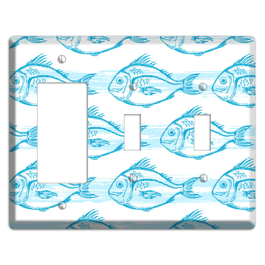Blue Fish Rocker / 2 Toggle Wallplate