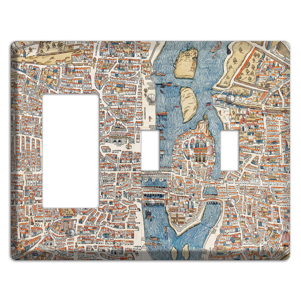 Aerial View Rocker / 2 Toggle Wallplate