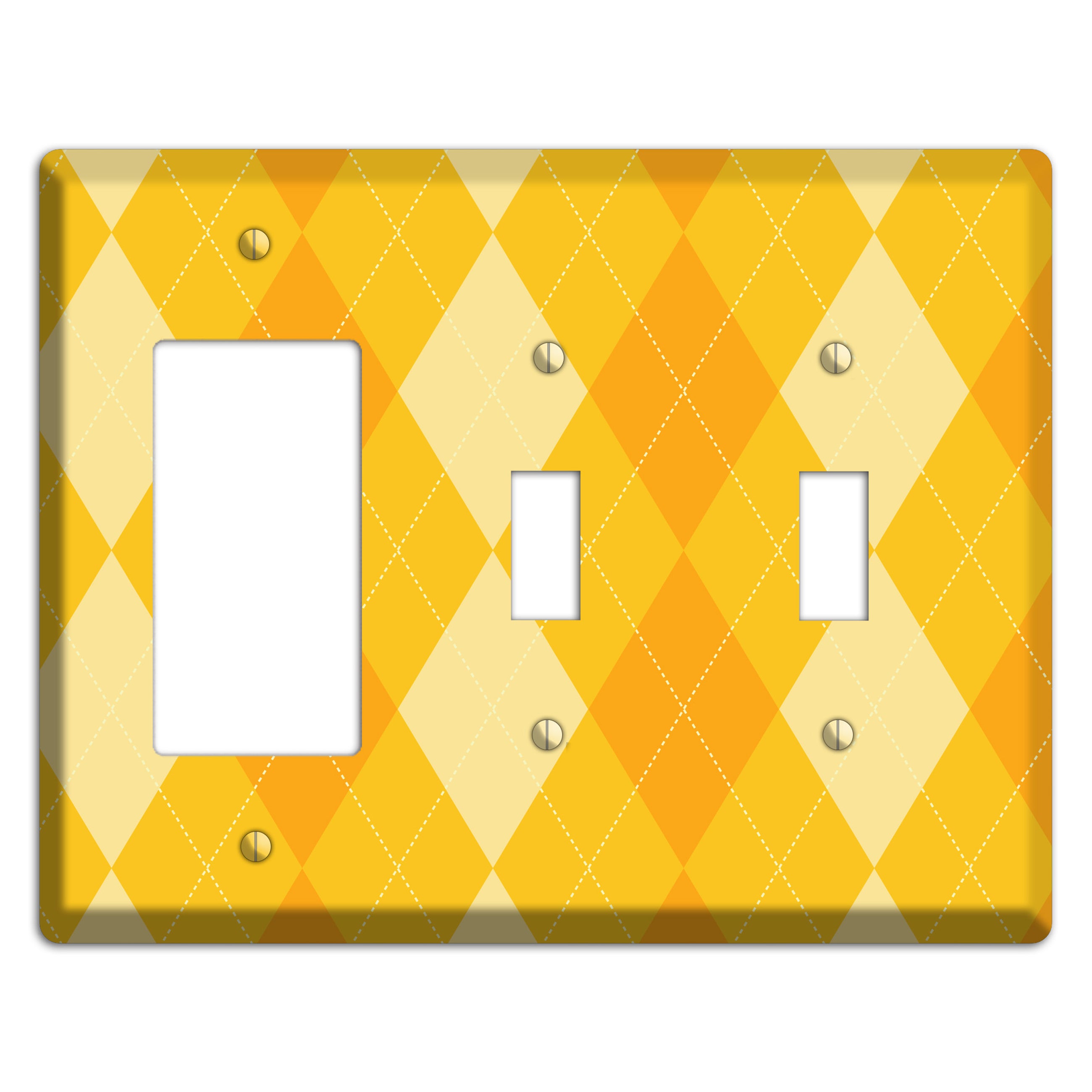 Yellow Argyle Rocker / 2 Toggle Wallplate