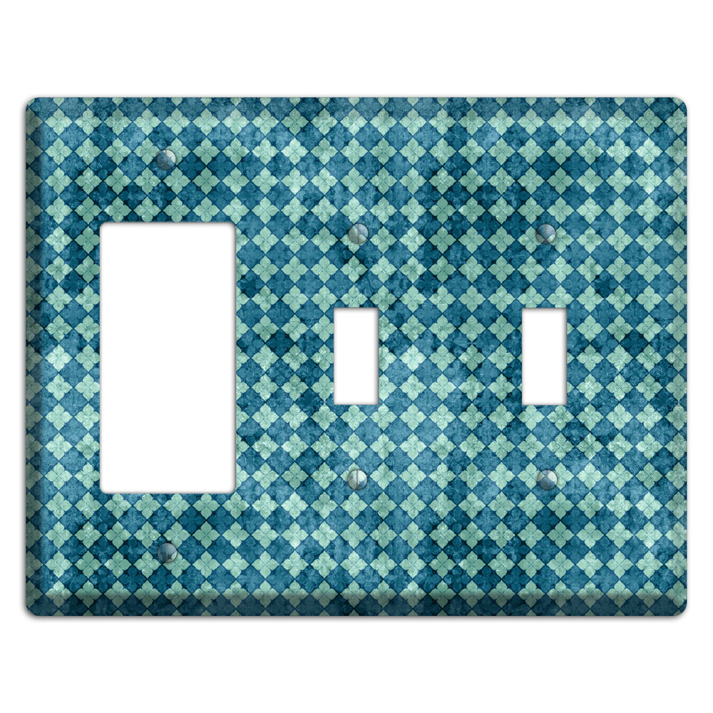 Turquoise Grunge Diamond 2 Rocker / 2 Toggle Wallplate