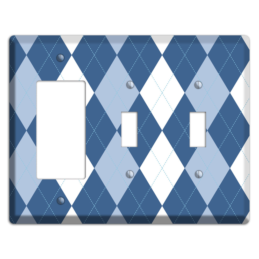 Blue Argyle Rocker / 2 Toggle Wallplate