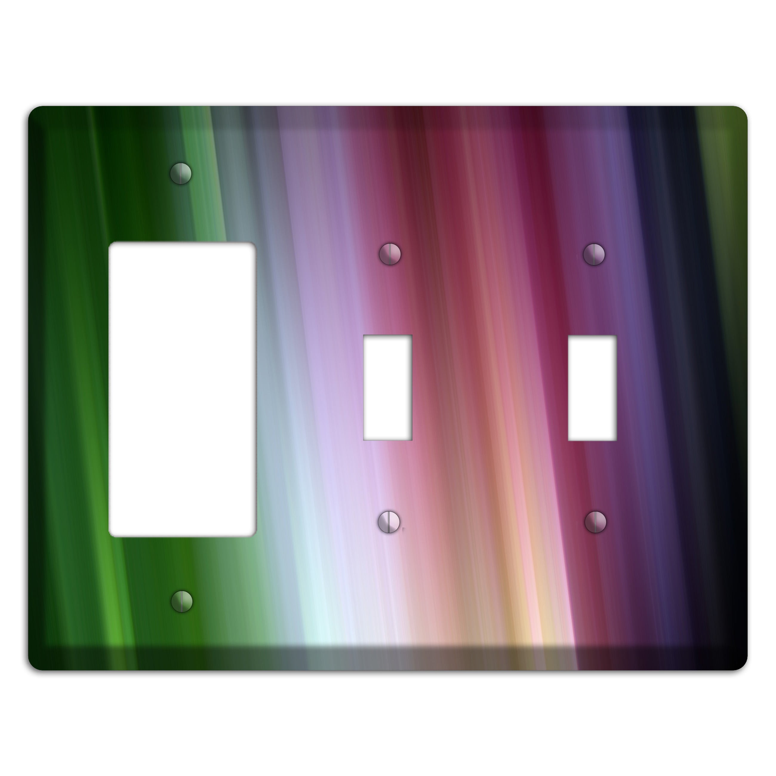 Green Lavender and Pink Ray of Light Rocker / 2 Toggle Wallplate