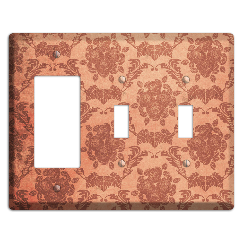 Contessa Vintage Rose Damask Rocker / 2 Toggle Wallplate