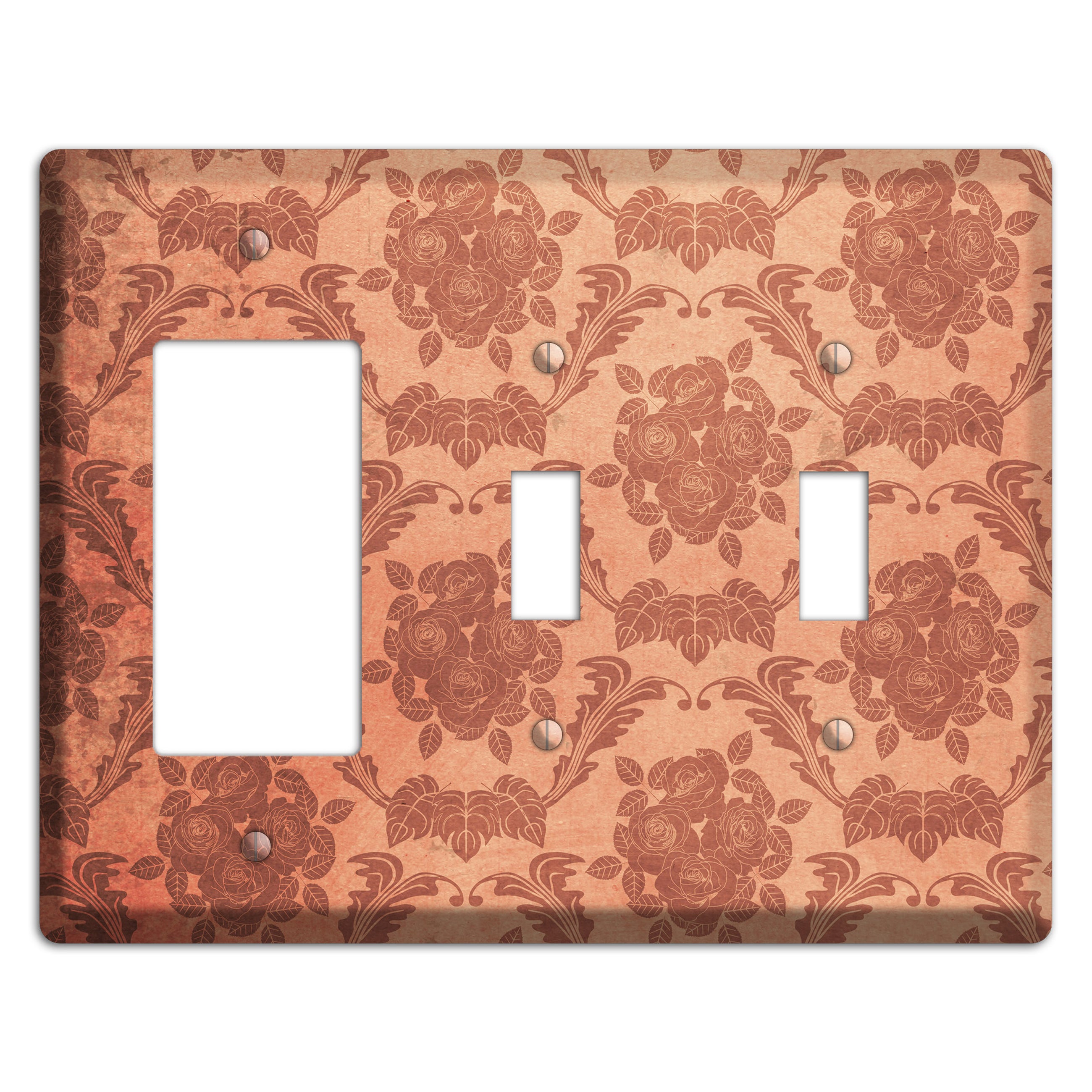 Contessa Vintage Rose Damask Rocker / 2 Toggle Wallplate