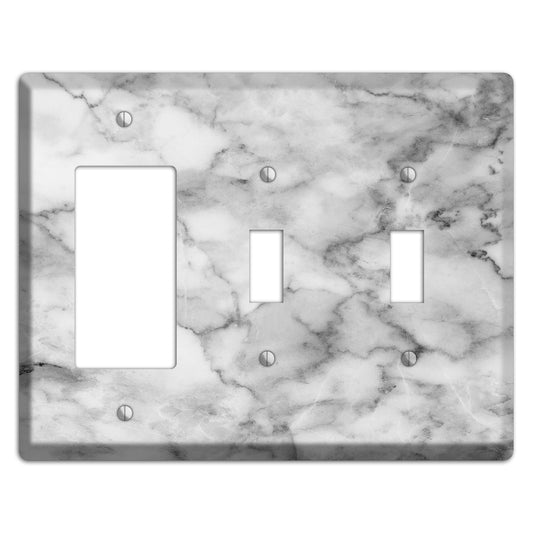 Gray and White Marble Rocker / 2 Toggle Wallplate