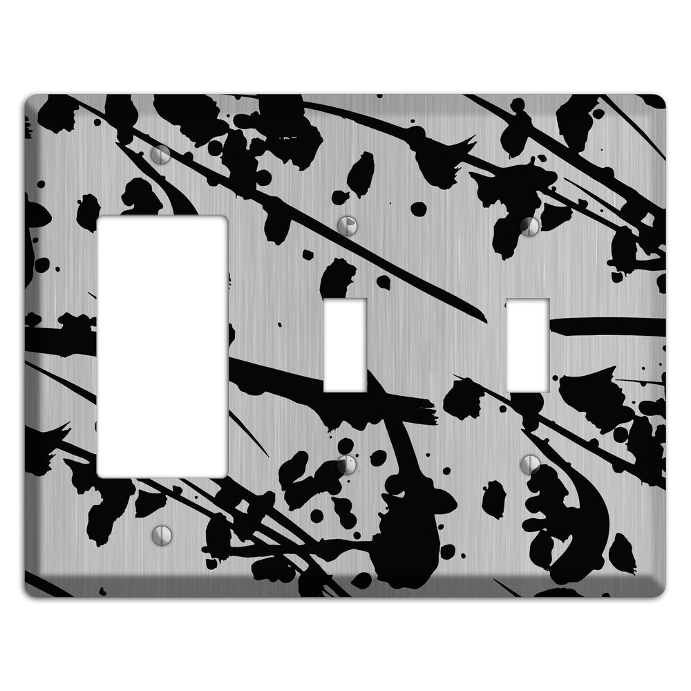 Ink Splash 6 Stainless Steel Rocker / 2 Toggle Wallplate