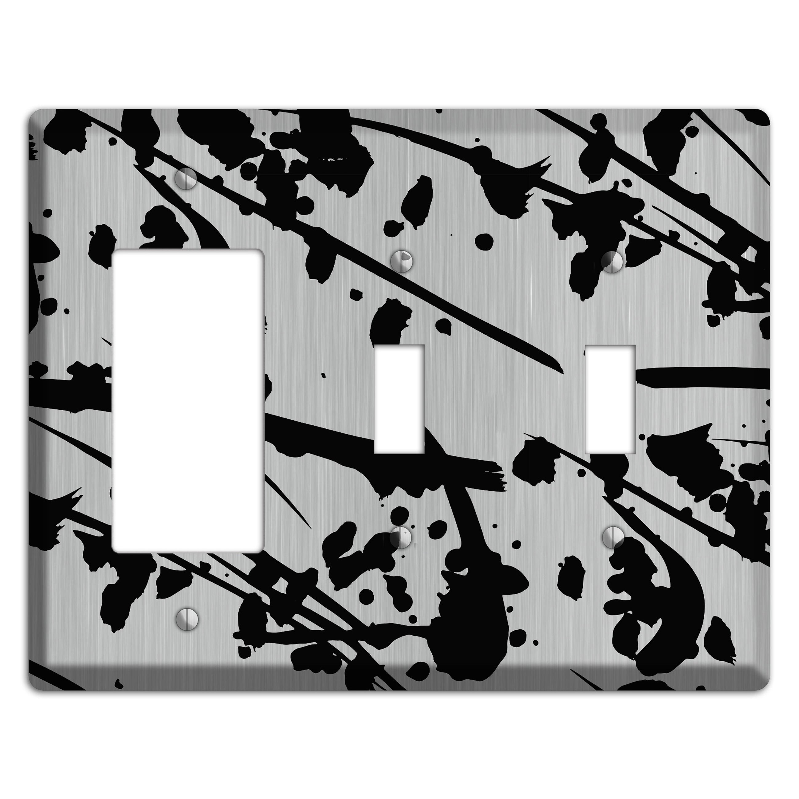Ink Splash 6 Stainless Rocker / 2 Toggle Wallplate
