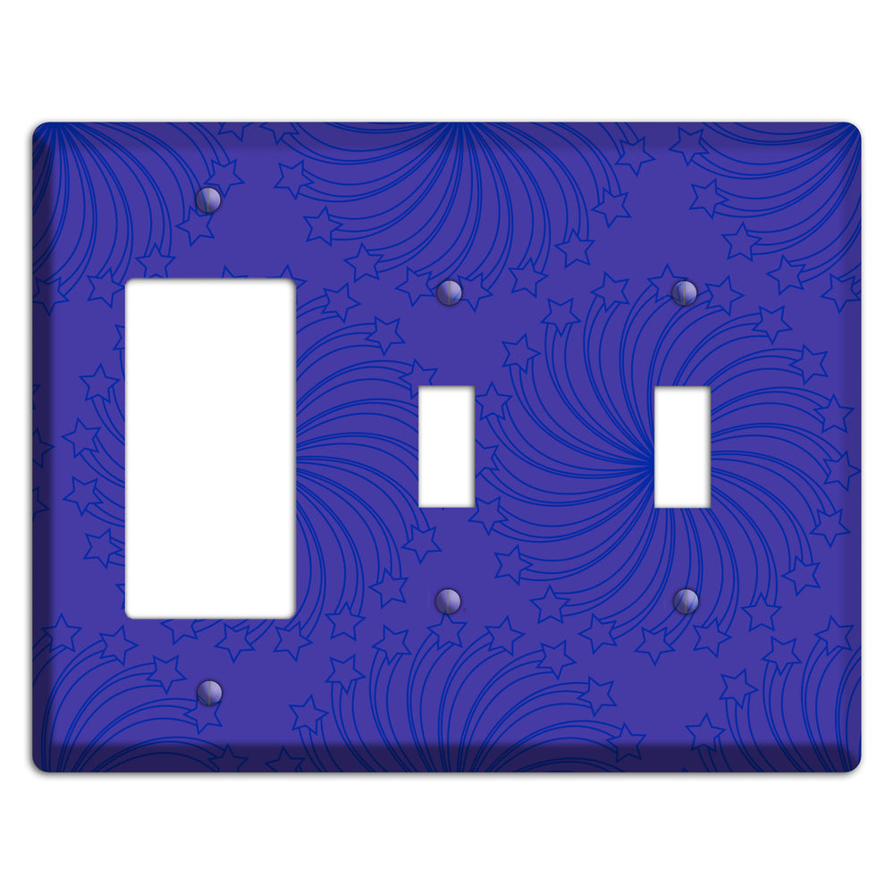 Multi Purple Star Swirl Rocker / 2 Toggle Wallplate
