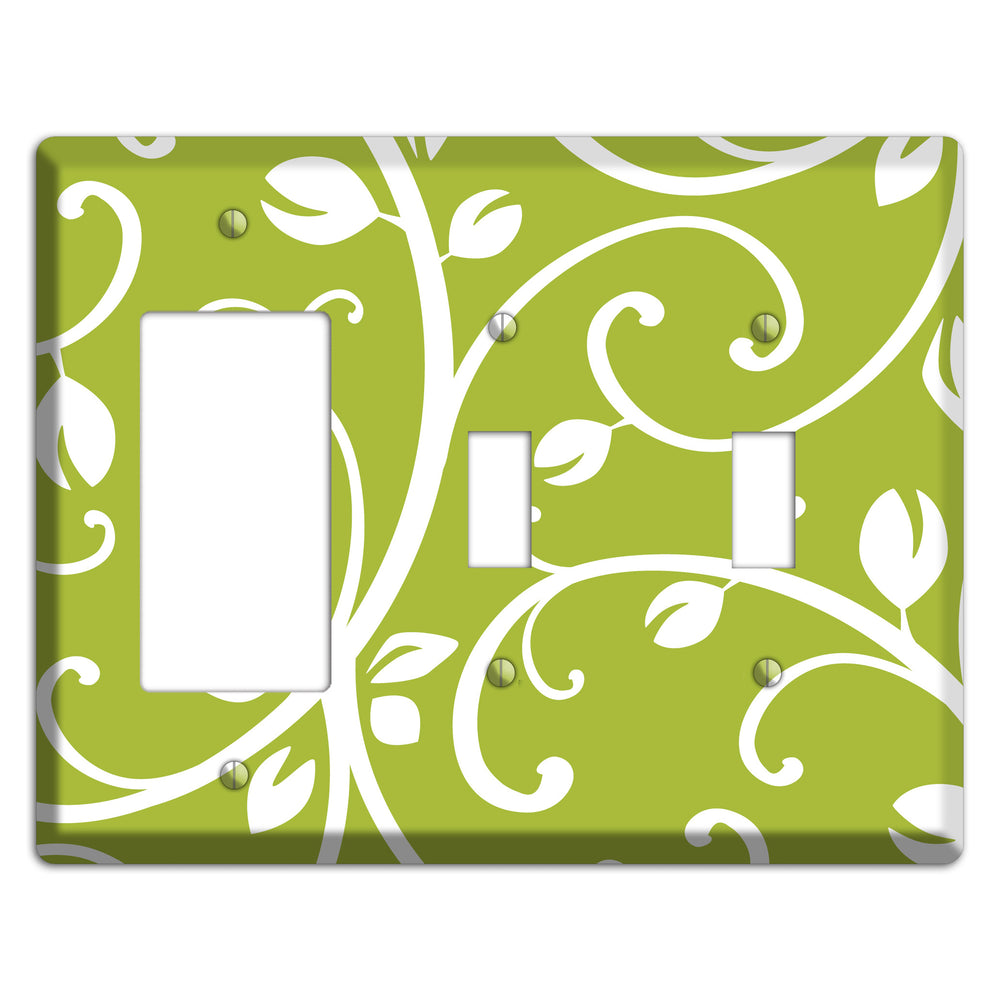 Green Bud Sprig Rocker / 2 Toggle Wallplate