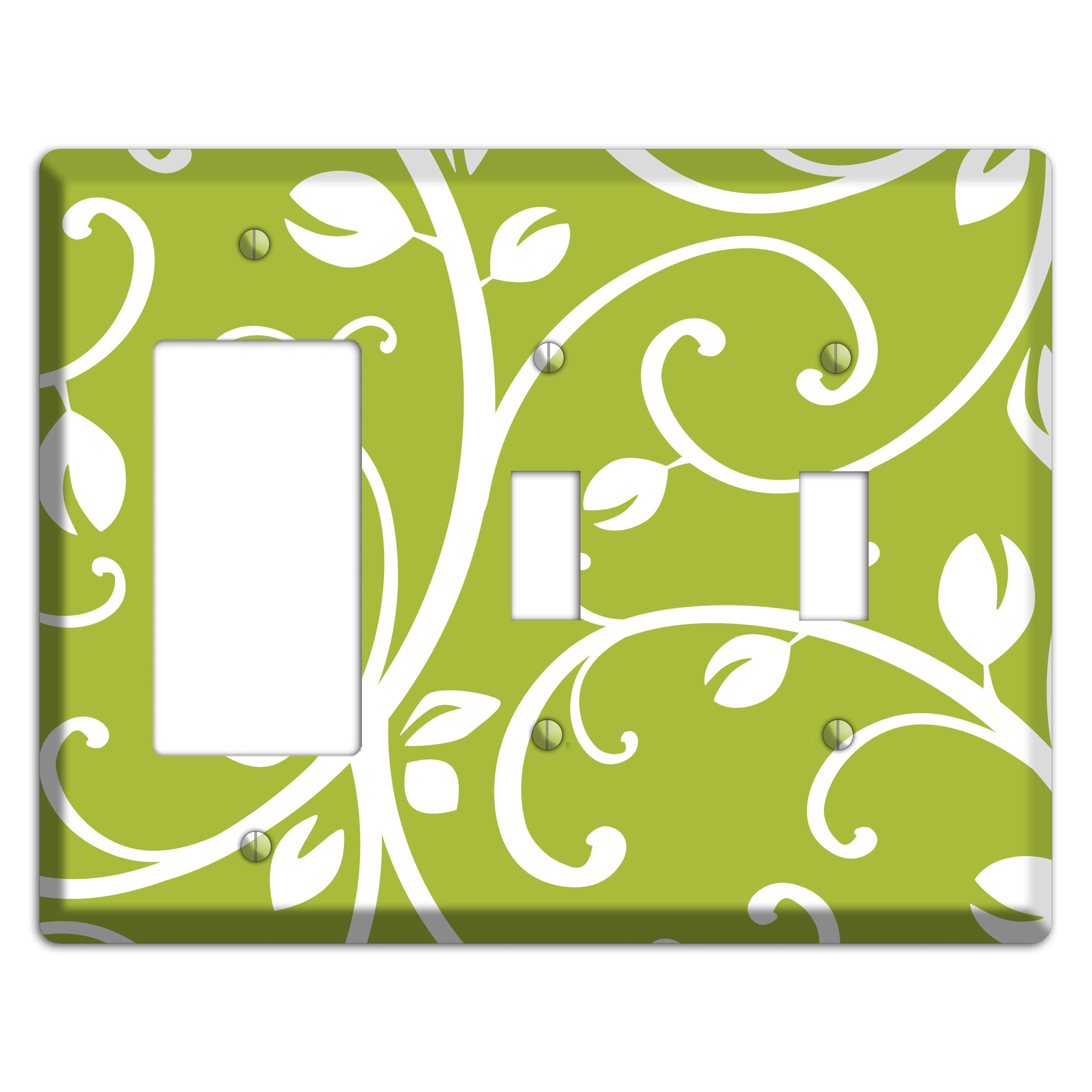 Green Bud Sprig Rocker / 2 Toggle Wallplate