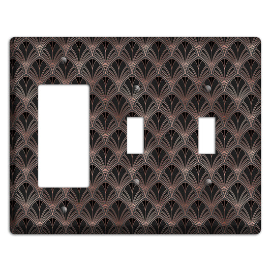 Black and Rose Deco Rocker / 2 Toggle Wallplate