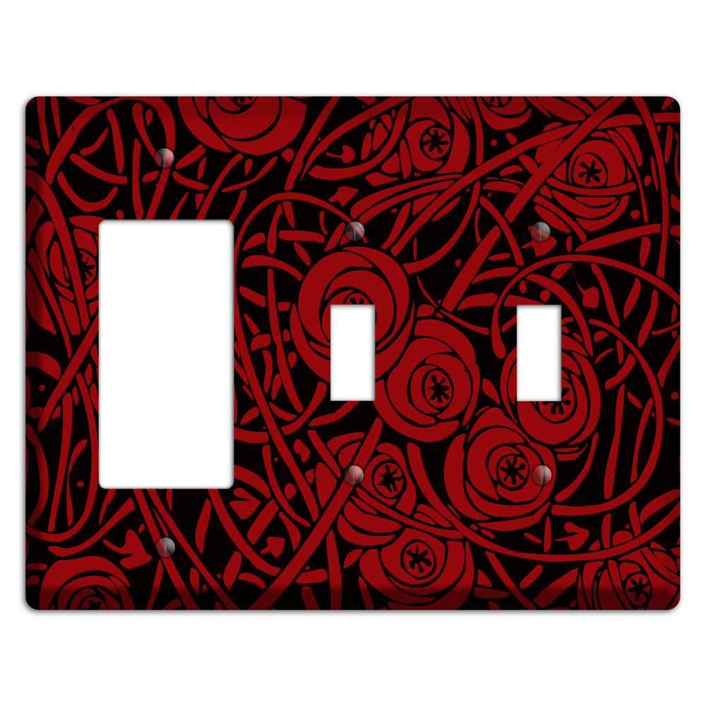 Red Deco Floral Rocker / 2 Toggle Wallplate