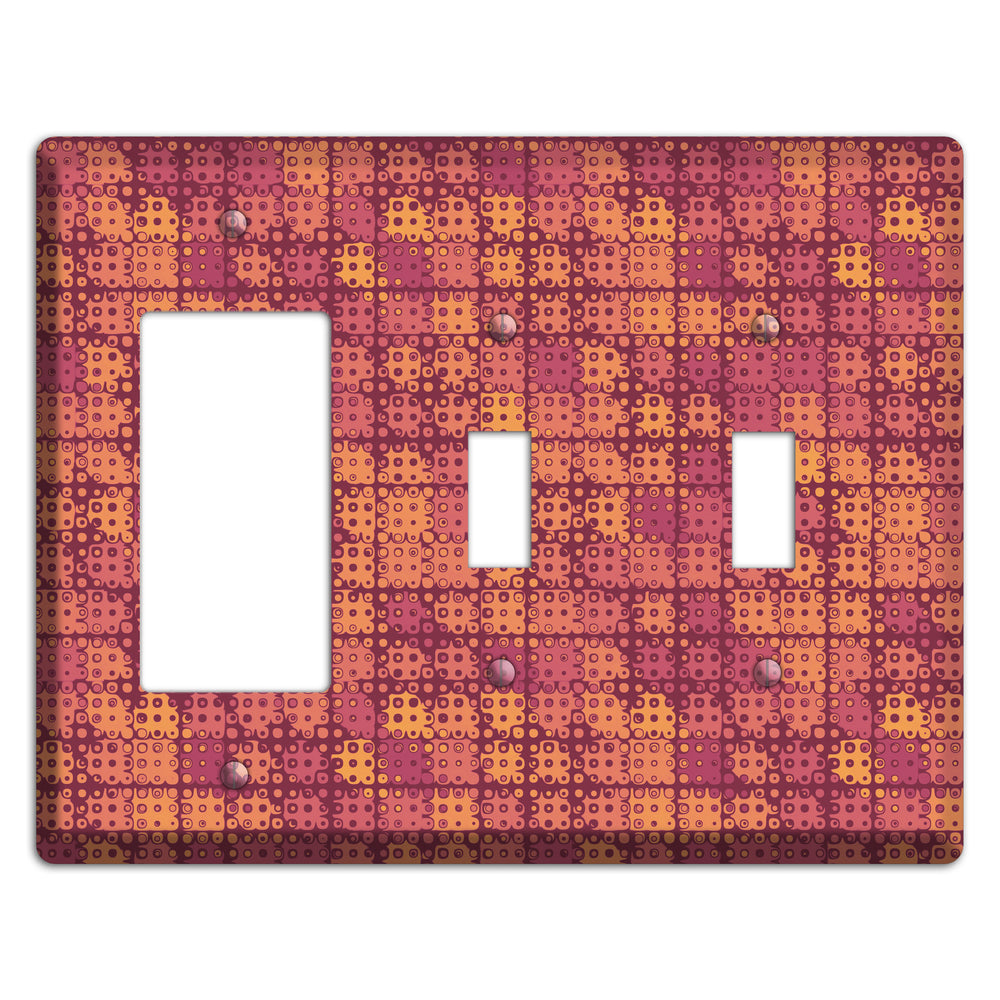 Coral Grunge Squares Rocker / 2 Toggle Wallplate