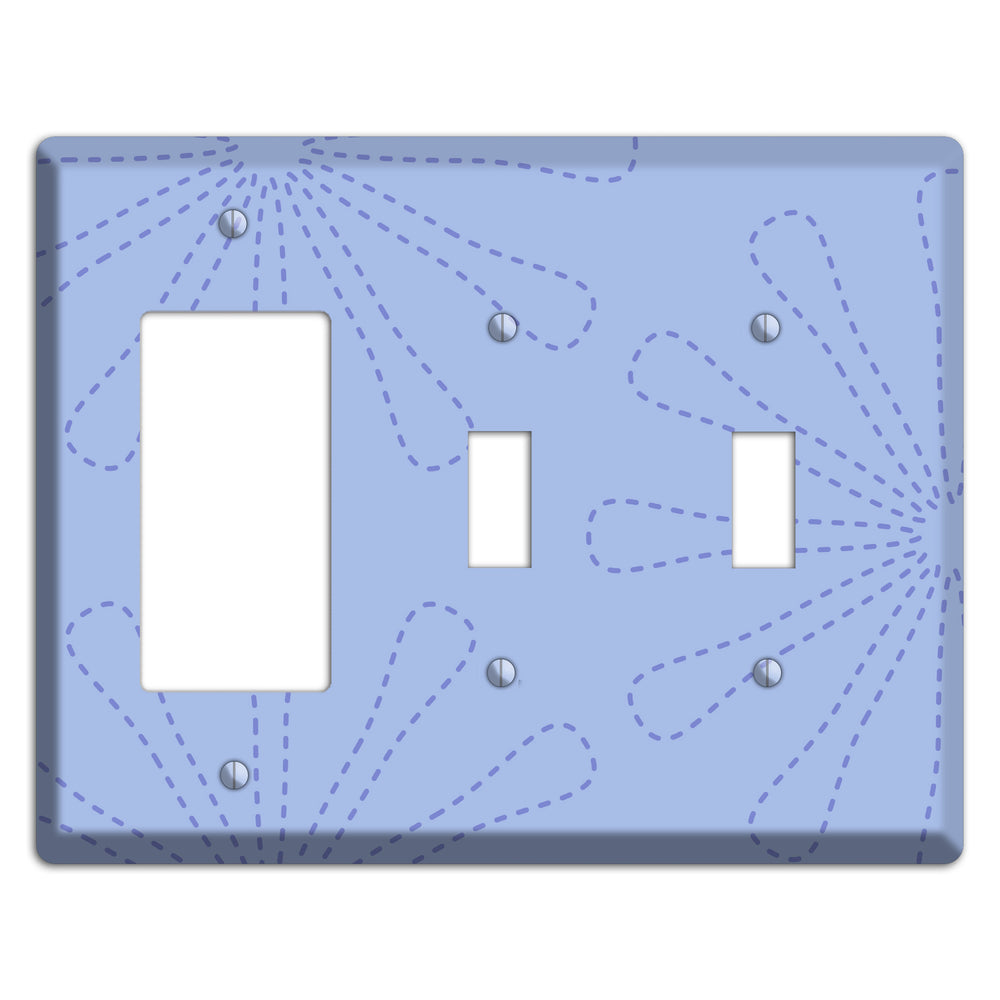Periwinkle Retro Stipple Floral Contour Rocker / 2 Toggle Wallplate